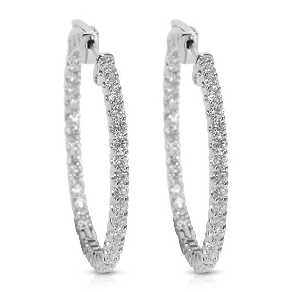 In Out Diamond Hoops in 14k White Gold 300 CTW In Out Diamond Hoops in 14k White Gold 300 CTW