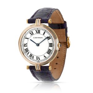 Cartier Vendome 8988 Womens Watch in 18K 3 Tone Gold Louis Vuitton Alma Epi Handbag Noir