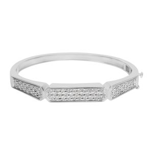 Diamond Bangle in 14K White Gold 183 CTW Saint Laurent Rive Gauche Lace Bucket Bag Leather Shoulder Bag IvoryBlack