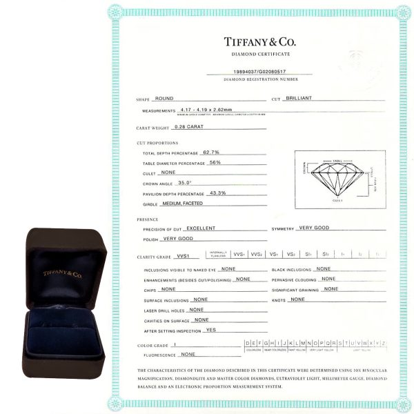 060547 box c9fc6c93 852f 44dd b1d5 b6f7e365f54c Tiffany Co Diamond Engagement Ring in Platinum 028 CTW I VVS1