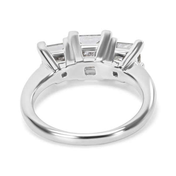 Rings Three Stone Princess Cut Diamond Engagement Ring in 14K White Gold 250 CTW