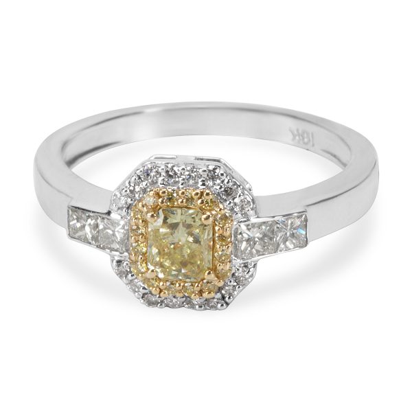 Yellow Diamond Halo Ring in 18KT Yellow Gold 068ctw Yellow Diamond Halo Ring in 18KT Yellow Gold 068ctw