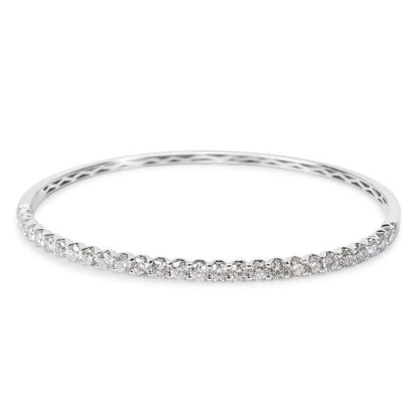 14k White Gold Prong Set Hinged Diamond Bangle Bracelet 250 Ctw 14k White Gold Prong Set Hinged Diamond Bangle Bracelet 250 Ctw