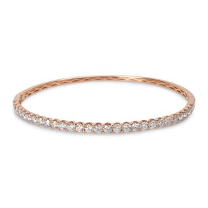 14KT Rose Gold Prong Set Hinged Bangle in 14Kt Rose Gold 250 ctw Cart