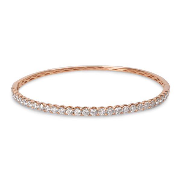 14KT Rose Gold Prong Set Hinged Bangle in 14Kt Rose Gold 250 ctw 14KT Rose Gold Prong Set Hinged Bangle in 14Kt Rose Gold 250 ctw