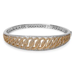 Interlocking Hinged diamond Bangle in 18KT Two Toned Gold 454 ctw Baume Mercier Hampton Millies 65310 Mens Watch in Stainless Steel