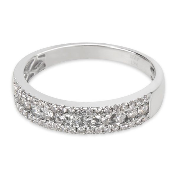 Rings Channel Set Three Row Diamond Band in 14KT White Gold 053 ctw