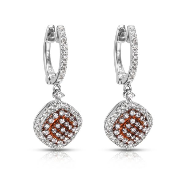 Pave Diamond Drop Earrings in 18Kt Two Toned Gold 047 ctw Pave Diamond Drop Earrings in 18Kt Two Toned Gold 047 ctw