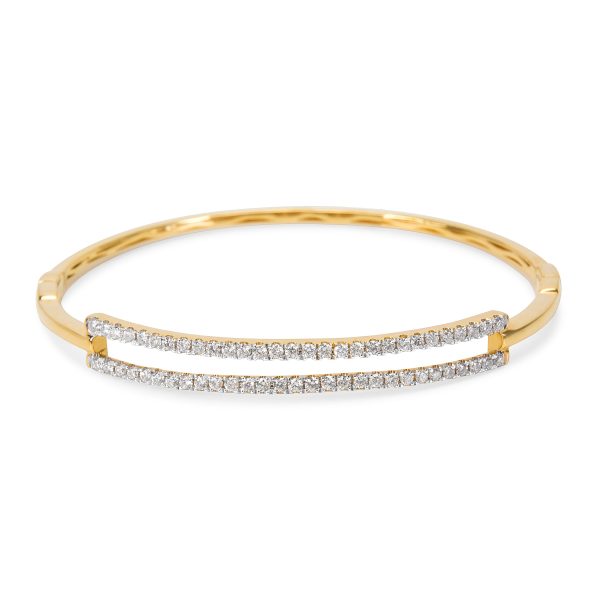 18k Yellow Gold Hinged Diamond Open Rectangle Bangle Bracelet 100 ctw 18k Yellow Gold Hinged Diamond Open Rectangle Bangle Bracelet 100 ctw