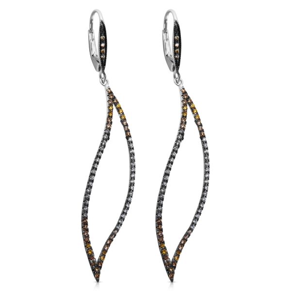 Open Leaf Fancy Diamond Drop Earrings in 14Kt Gold 118 ctw Open Leaf Fancy Diamond Drop Earrings in 14Kt Gold 118 ctw