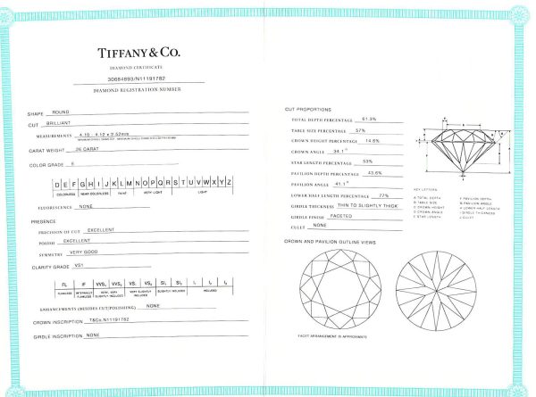 080534 clasp 48f50da9 c539 4f8a a96a 0c3f0235ecf5 Tiffany Co Certified Diamond Engagement Ring in Platinum E VS1 026