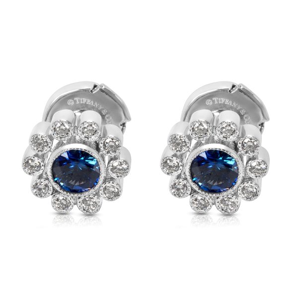 Tiffany Co Vintage Sapphire Diamond Flower Earrings Tiffany Co Vintage Sapphire Diamond Flower Earrings