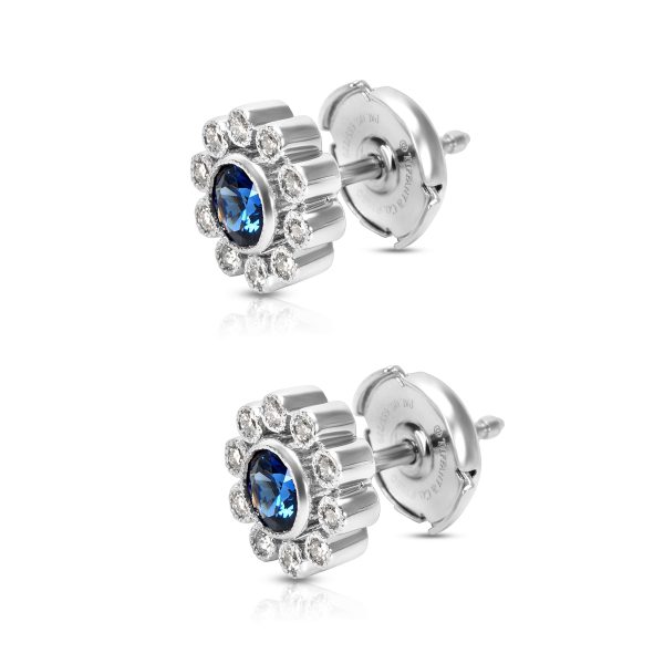 086194 stamp a9193562 e611 4535 897b 73186809f33a Tiffany Co Vintage Sapphire Diamond Flower Earrings