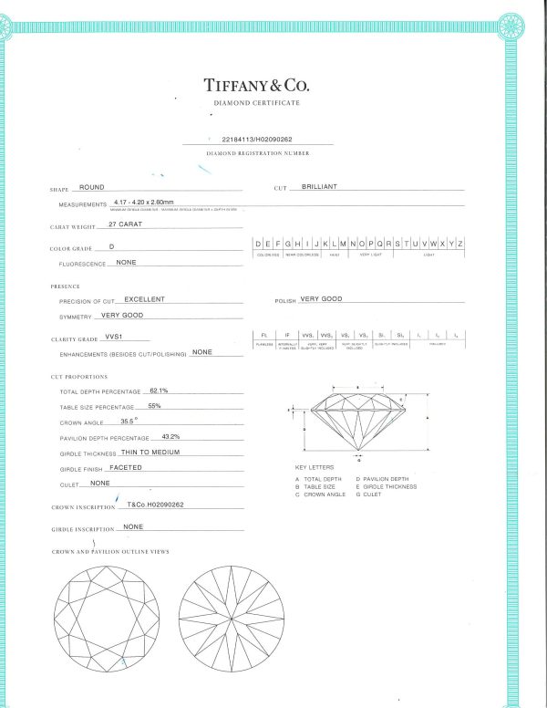 088418 stamp Tiffany Co Diamond Engagement Ring in Platinum 027 ctw