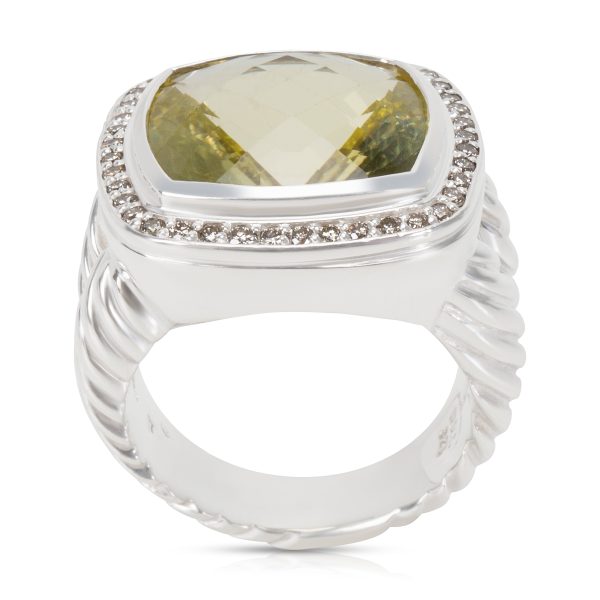 Silver Ring David Yurman Albion Ring with Prasiolite and Diamonds 14mm 045 ctw