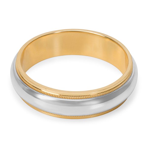 Tiffany Co Double Milgrain Platinum Yellow Gold Wedding Band Tiffany Co Double Milgrain Platinum Yellow Gold Wedding Band