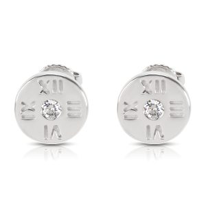 Tiffany Co Mini Atlas Studs in 18KT White Gold 012 ctw Louis Vuitton Viva Cite GM PVC Coated Canvas Shoulder Bag Brown