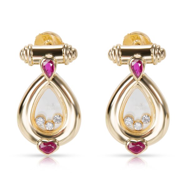 Chopard Vintage Happy Diamonds Rubies Earrings in 18K Yellow Gold Chopard Vintage Happy Diamonds Rubies Earrings in 18K Yellow Gold