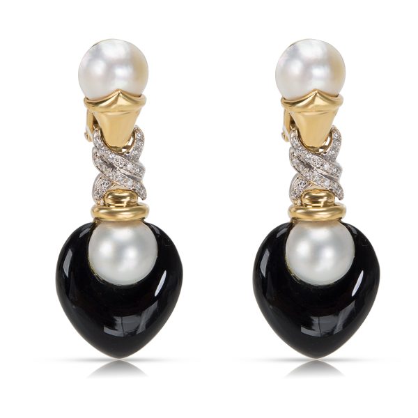 Roberto Legnazzi srl Diamond Roberto Legnazzi srl Diamond Pearl Black Onyx Earrings in 18KT Gold 085 ctw