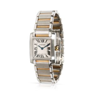 Cartier Tank Francaise W51007Q4 Womens Watch in 18K Gold Stainless Steel GUCCI Ophidia Sherry Line Leather Shoulder Bag Dark Brown