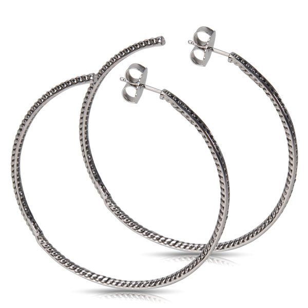 091714 sv c7228ba2 12d8 4a5f 8edd f0d4e857bd1e David Yurman Black Diamond Large Hoop Earrings in Sterling Silver