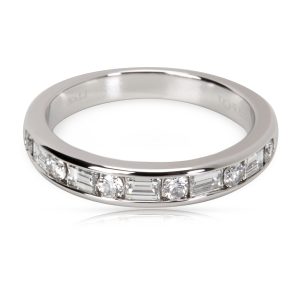 Tiffany Co Round Baguette Diamond Band in Platinum 066 CTW Cartier Love Diamond Bracelet in 18K White GoldCeramic 001 CTW