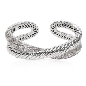 David Yurman Diamond Crossover X Cuff in Sterling Silver 120 CTW Louis Vuitton Trocadero 27 Monogram Brown