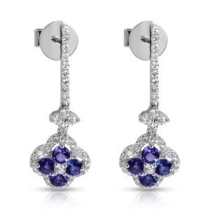 Diamond Sapphire Clover Drop Earring in 18K White Gold 057CTW Anya Hindmarch Tote Bag Dark Gray