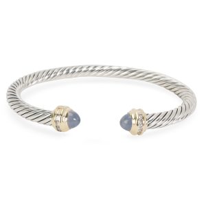 David Yurman Chalcedony Cable Bangle in Sterling Silver 18K Yellow Gold Louis Vuitton Rita Shoulder Multicolor Leather White