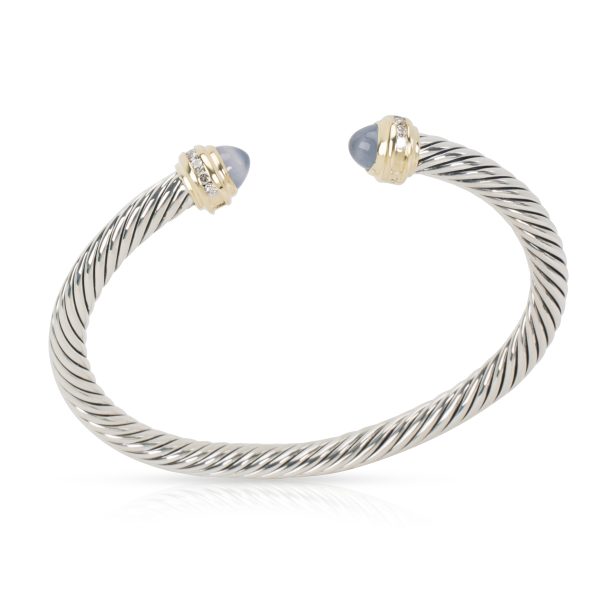 093544 pv David Yurman Chalcedony Cable Bangle in Sterling Silver 18K Yellow Gold