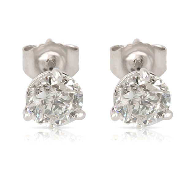 3 Prong Diamond Stud Earring in 14K White Gold 125CTW 3 Prong Diamond Stud Earring in 14K White Gold 125CTW