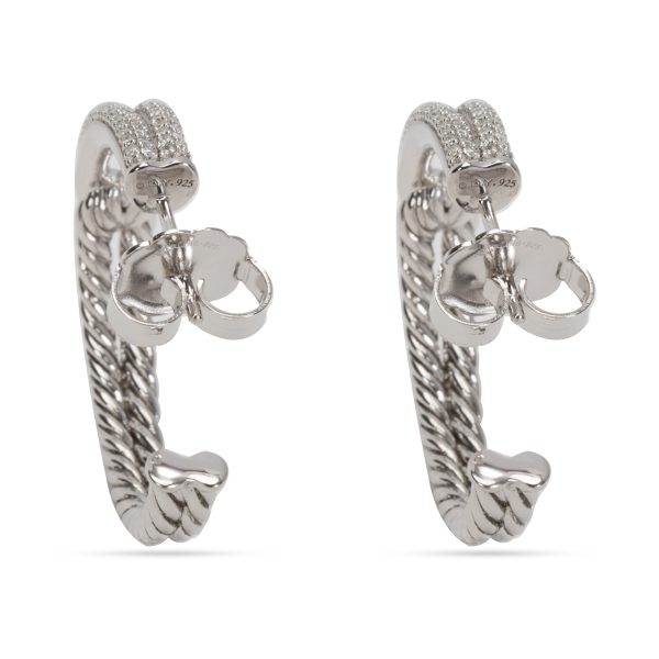 093827 bv David Yurman Diamond Cable Earrings in Sterling Silver