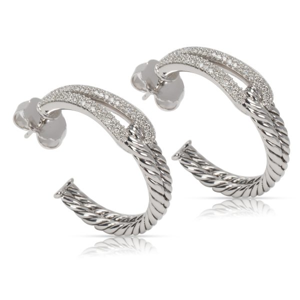 093827 sv David Yurman Diamond Cable Earrings in Sterling Silver