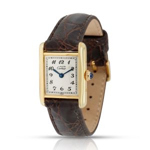 Cartier Le Must de Cartier 5057001 Womens Watch in Vermeil Louis Vuitton Eteui Cigarette Monogram Case Brown