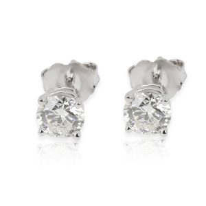 GIA Certified Diamond Stud Earrings in 14K White Gold 102 ctw HVS1 Cart