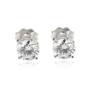 GIA Diamond Stud Earrings in 14K White Gold H VS1 149 CTW Chanel Chevron Pink Lambskin Mini Flap Bag