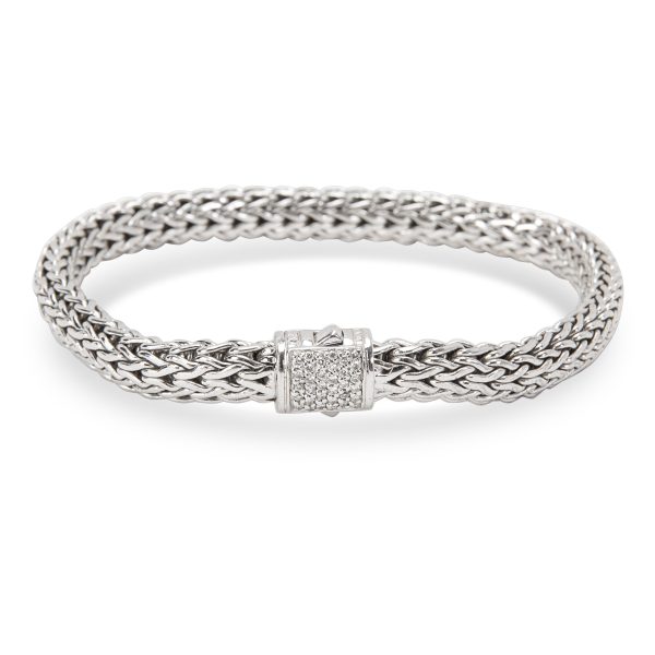 John Hardy Woven Bracelet with Diamonds in 18K White Gold Sterling Silver John Hardy Woven Bracelet with Diamonds in 18K White Gold Sterling Silver