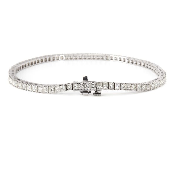 094865 bv Princess Cut Diamond Tennis Bracelet in 14KT White Gold 417 ctw