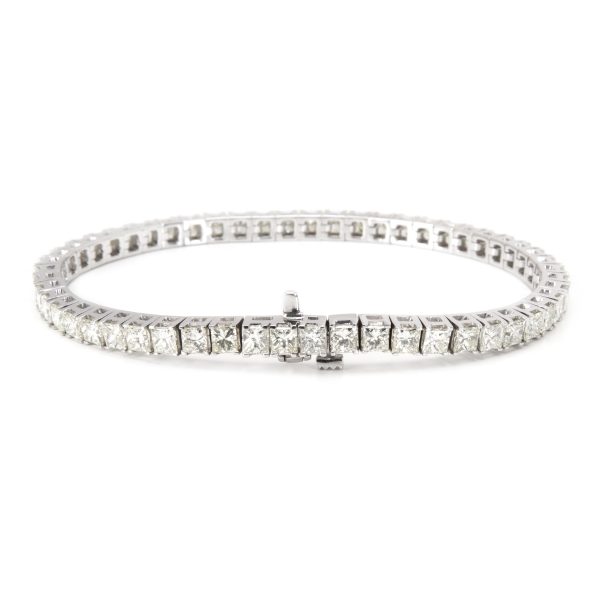 094866 bv Princess Cut Diamond Tennis Bracelet in 14KT White Gold 877 ctw