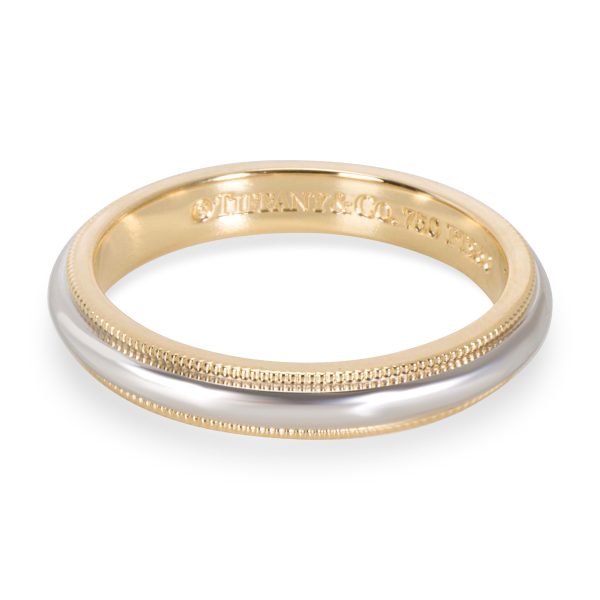 Tiffany Co Mens Milgrain Wedding Band in 18K Yellow Gold Platinum Tiffany Co Mens Milgrain Wedding Band in 18K Yellow Gold Platinum