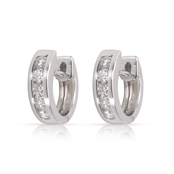 Diamond Huggie Hoop Earrings in 14K White Gold 030 CTW Diamond Huggie Hoop Earrings in 14K White Gold 030 CTW