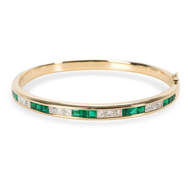 Diamond Emerald Bangle in 18K Yellow Gold 216 CTW Diamond Emerald Bangle in 18K Yellow Gold 216 CTW