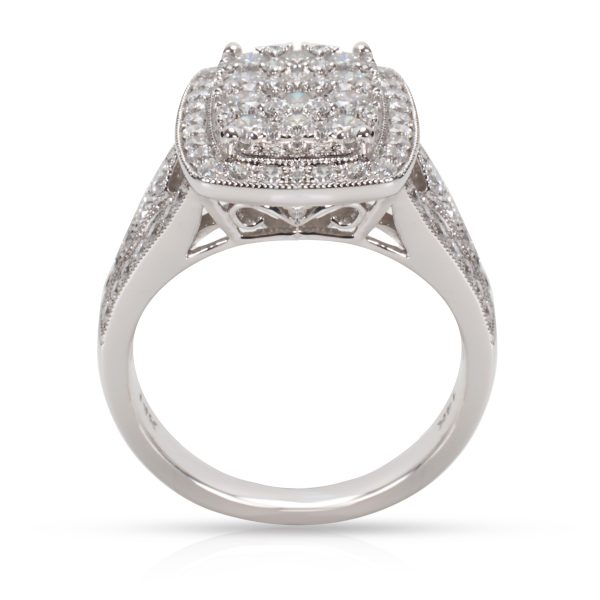 White Gold Ring Cluster Diamond Cocktail Ring in 14Kt White Gold 150 CTW