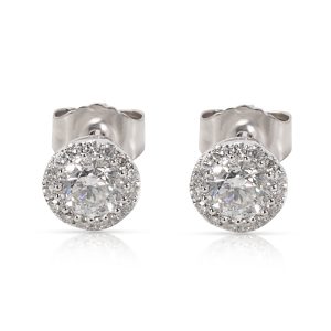 Diamond Halo Stud Earrings in 14K White Gold 12 CTW Cart