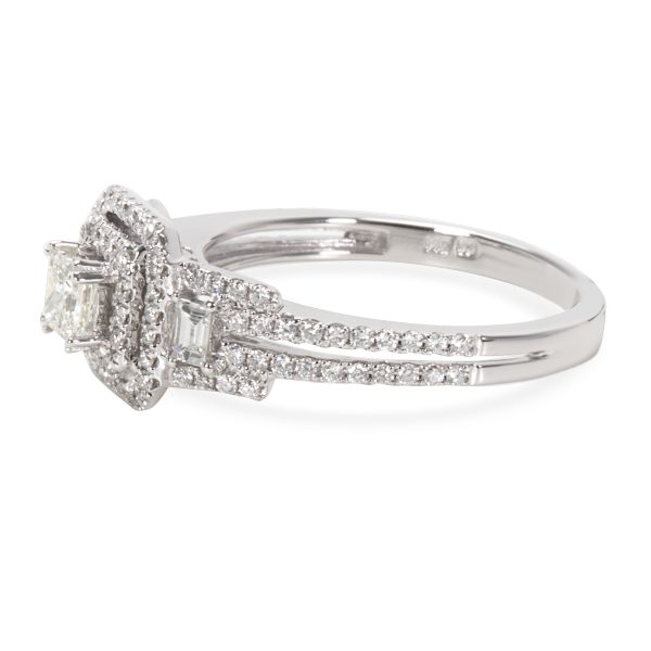 Engagement Ring White Gold Princess Cut Diamond Halo Engagement Ring in 14KT White Gold 070 ctw