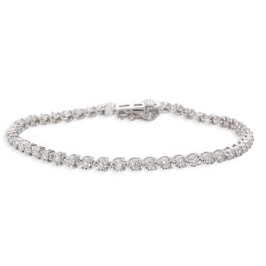 Miracle Set Diamond Tennis Bracelet in 14K White Gold 1CTW Cart