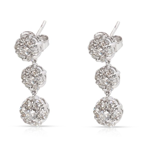 Gregg Ruth Diamond Flower Drop Earrings in 18K White Gold 198 CTW Gregg Ruth Diamond Flower Drop Earrings in 18K White Gold 198 CTW