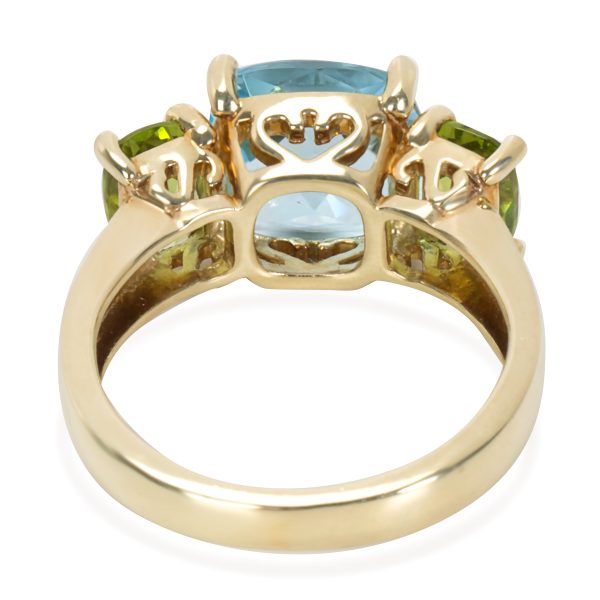 swiss blue topaz peridot ring in 14k yellow gold Swiss Blue Topaz Peridot Ring in 14K Yellow Gold