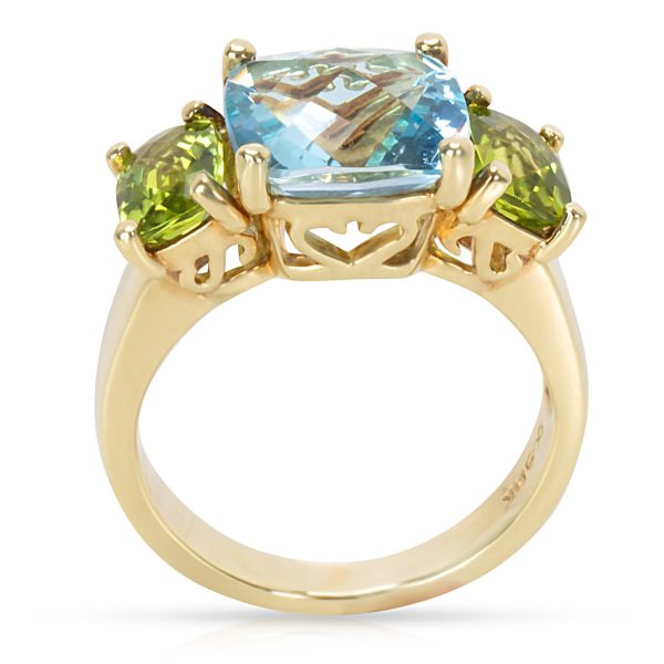 Rings Swiss Blue Topaz Peridot Ring in 14K Yellow Gold