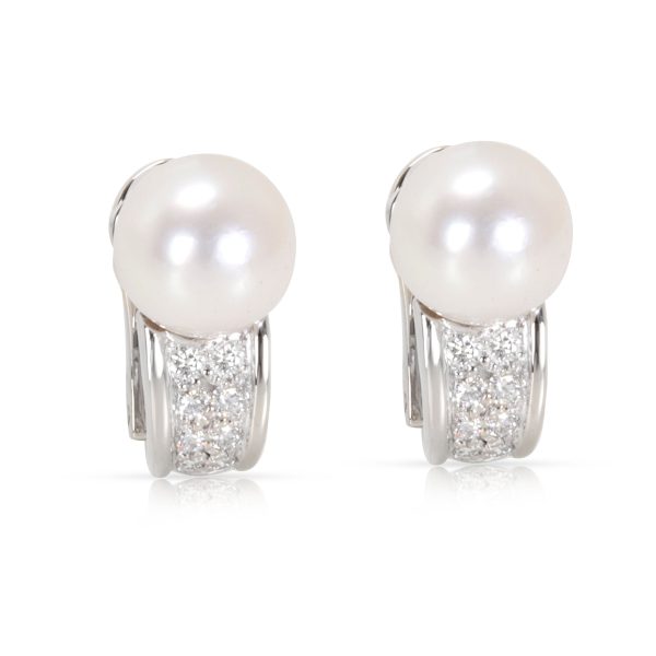 Bvlgari Pearl Diamond Earrings in 18K Yellow Gold 016 CTW Bvlgari Pearl Diamond Earrings in 18K Yellow Gold 016 CTW